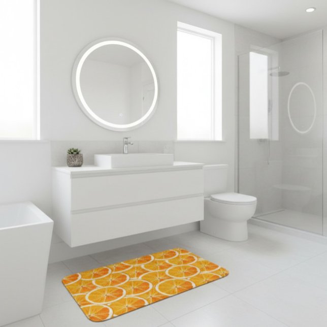 Vibrant Citrus Orange Slice Bath Mat (Creator Uploaded)