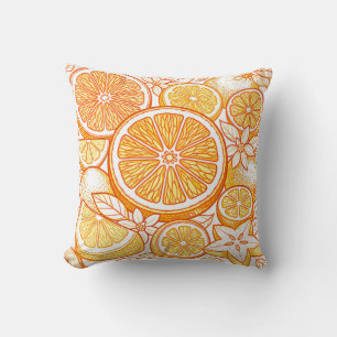 Vibrant Citrus Orange Slice Pattern Throw Pillow