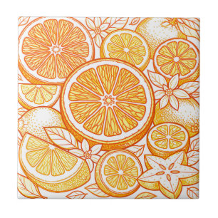 Vibrant Citrus Orange Slice Pattern Tile