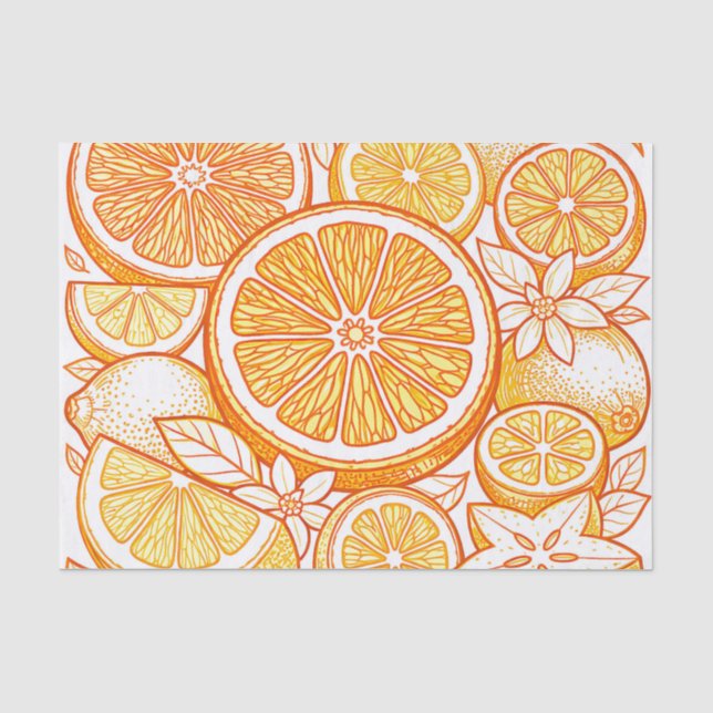 Vibrant Citrus Orange Slice Pattern Tissue Paper (Front)