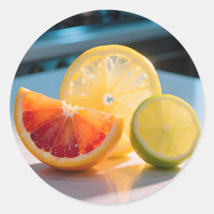 Vibrant Citrus Slices Grapefruit Lemon Lime Fresh Classic Round Sticker