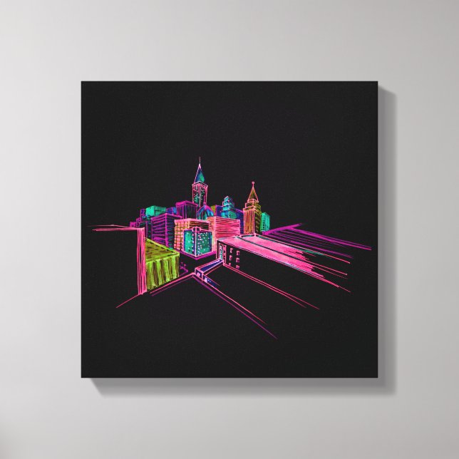 Vibrant City Bridge Unique Modern Canvas Print (Front)