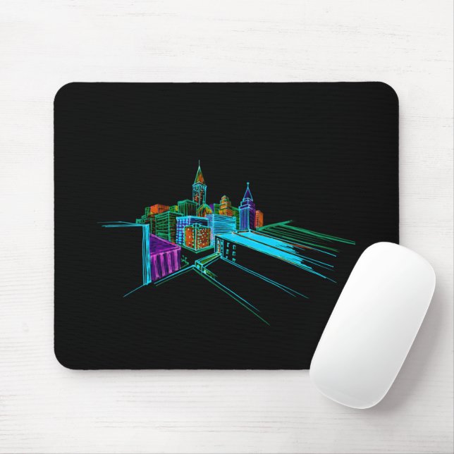 Vibrant city mouse pad (With Mouse)