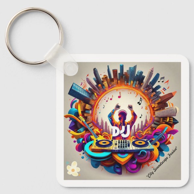 "Vibrant City Notes" Keychain (Front)