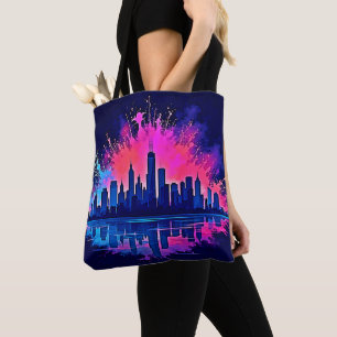 Vibrant Cityscape Splash Art Tote Bag