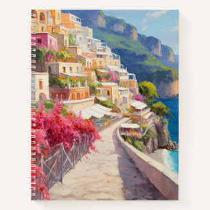 Vibrant Coastal Mediterranean City Spiral Notebook