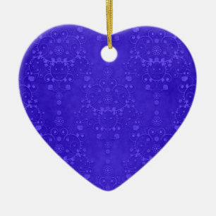 Vibrant Cobalt Blue Fancy Damask Pattern Ceramic Ornament