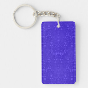 Vibrant Cobalt Blue Fancy Damask Pattern Keychain