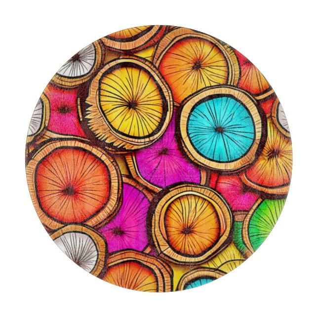 Vibrant Coconut Slice Abstract Design Cutting Board (Front)