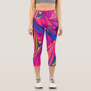 Vibrant Color Aesthetic Pattern Capri Leggings
