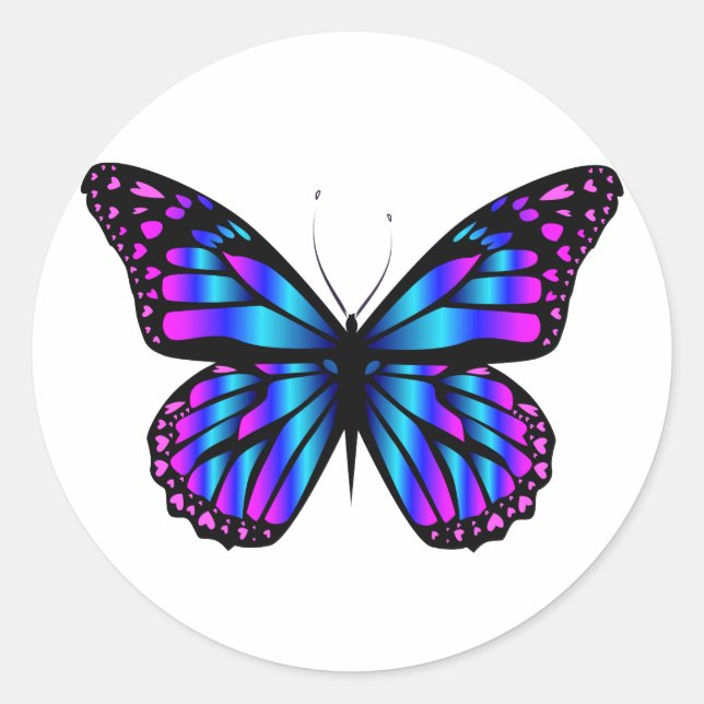 vibrant color butterfly  classic round sticker (Front)