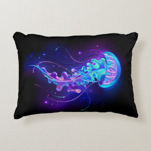Vibrant Color Glowing Jellyfish Accent Pillow