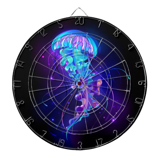 Vibrant Color Glowing Jellyfish Dartboard (Front)