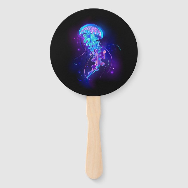 Vibrant Color Glowing Jellyfish Hand Fan (Front)