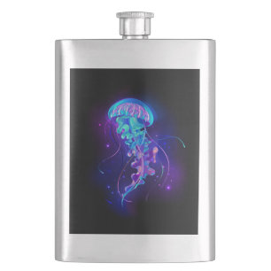 Vibrant Color Glowing Jellyfish Hip Flask