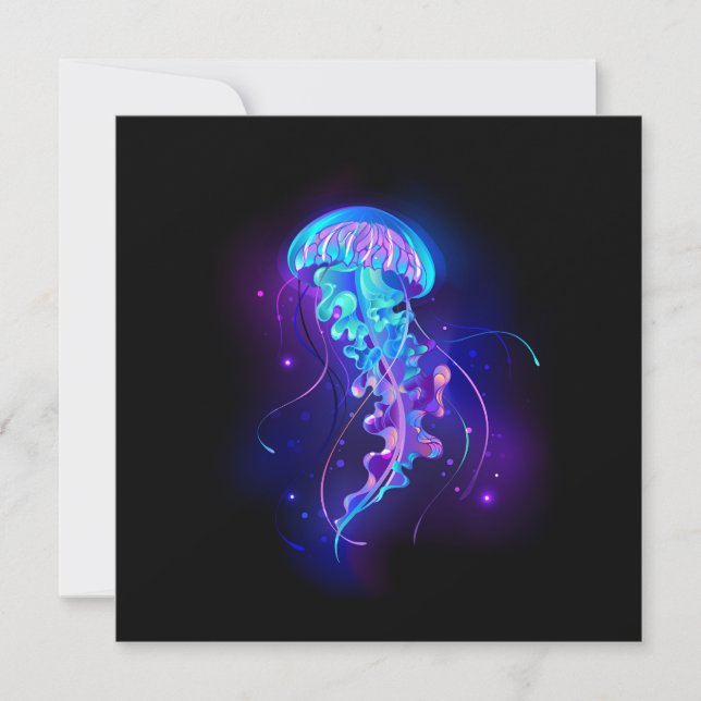 Vibrant Color Glowing Jellyfish Invitation (Front)