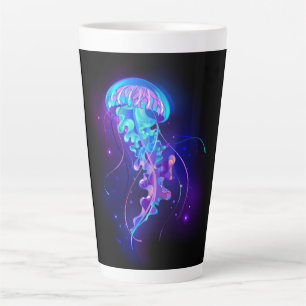 Vibrant Color Glowing Jellyfish Latte Mug