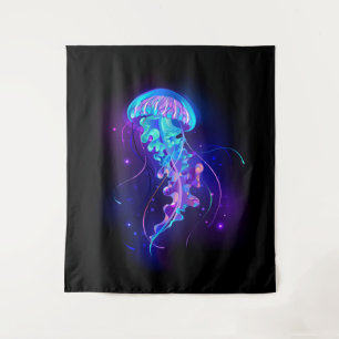 Vibrant Color Glowing Jellyfish Tapestry
