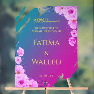 Vibrant coloré Floral musulman Nikkah Affiche de b