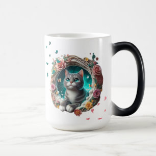 Vibrant Coloré mignon Whimsical 3D Chat Mug
