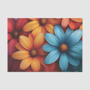Vibrant Colorful Daisy, Blue, Yellow, Orange Color Tissue Paper