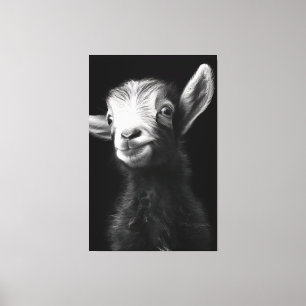 Vibrant Colorful Full-Bodied Baby Goat Portrait Canvas Print