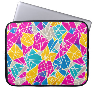 Vibrant Colorful Geometric Shapes and Lines Laptop Sleeve