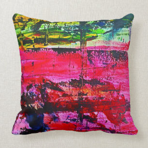 Vibrant Colorful Modern contemporary abstract art Throw Pillow