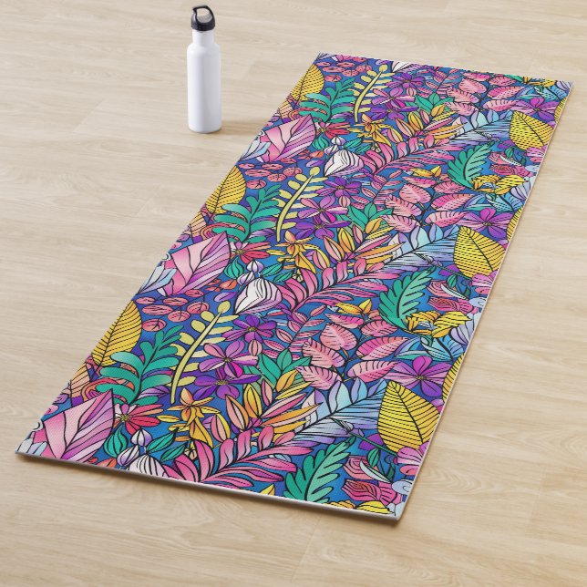 Vibrant Colorful Nature Patterned Yoga Mat (In Situ)
