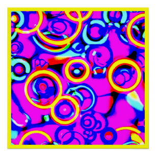 Vibrant Colorful Neon Pattern Poster