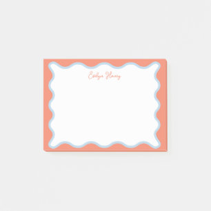 Vibrant Colorful Pink Blue Wavy Zigzag Border Post-it Notes