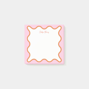 Vibrant Colorful Pink Orange Wavy Zigzag Border Post-it Notes