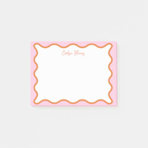 Vibrant Colorful Pink Orange Wavy Zigzag Border Post-it Notes