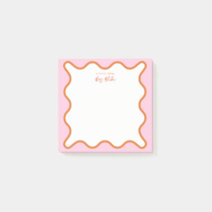 Vibrant Colorful Pink Orange Wavy Zigzag Border Post-it Notes