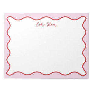 Vibrant Colorful Pink Red Wavy Zigzag Border Notepad