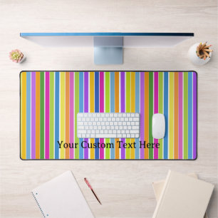 Vibrant Colorful Stripes Custom Text Desk Mat