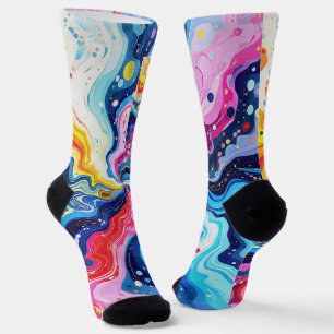 Vibrant Colorful Swirl Abstraction Socks