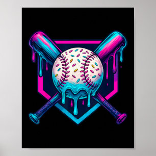 Vibrant Colors Ice Cream Baseball Drip Graphic For Poster