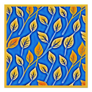 Vibrant ColorVista Leaves Pattern Poster