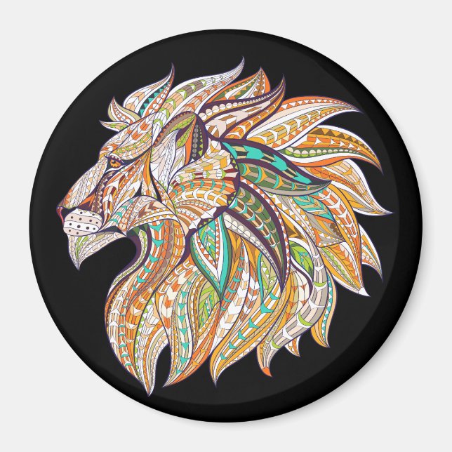 vibrant colour abstract lion magnet (Front)