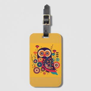 Vibrant colour abstract Owl design Luggage Tag