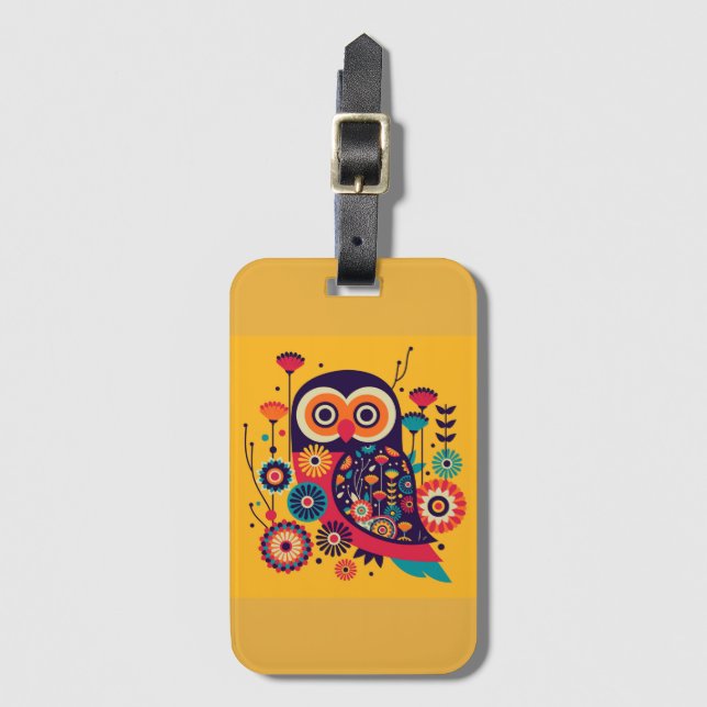 Vibrant colour abstract Owl design Luggage Tag (Front Vertical)