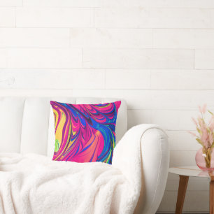 Vibrant Colour Aesthetic Pattern Decorative  Throw Pillow