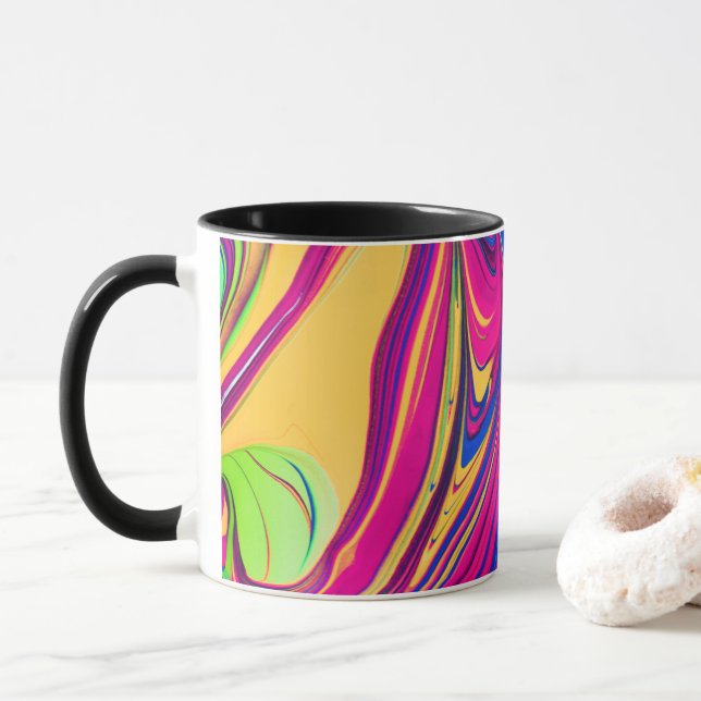 Vibrant Colour Aesthetic Pattern Mug (With Donut)