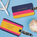 Vibrant Colour Block Blue, Pink and Yellow Luggage Tag<br><div class="desc">Modern and stylish colour block luggage tag in bold vibrant blue, pink and yellow. Personalize this tag with your information and for more options such as to change the font and it's size click the "Customize it" button. *Please note that the Zazzle Watermark that appears in the zoom preview will...</div>