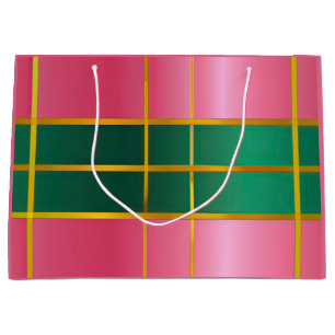 Vibrant Colour Block Pink & Green  Large Gift Bag