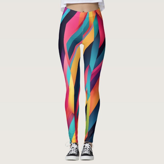 Vibrant Colour Blocks Leggings (Front)