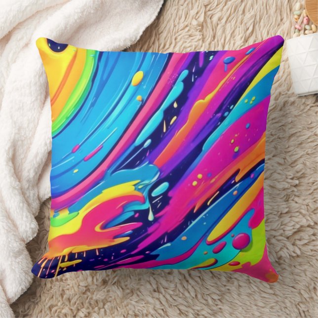 Vibrant Colour Burst Throw Pillow (Blanket)