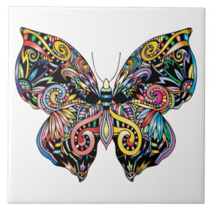 Vibrant colour butterfly drawing tile