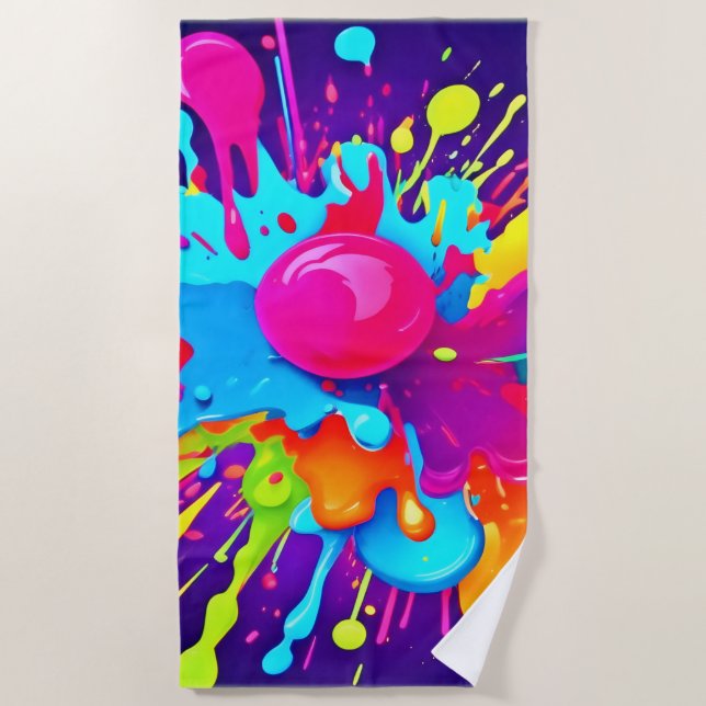 Vibrant Colour Explosion: A Visual Feast Beach Towel (Front)